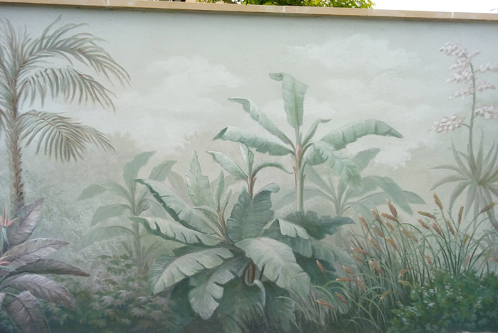 Décoration murale sur mur de jardin – Mur végétal peint